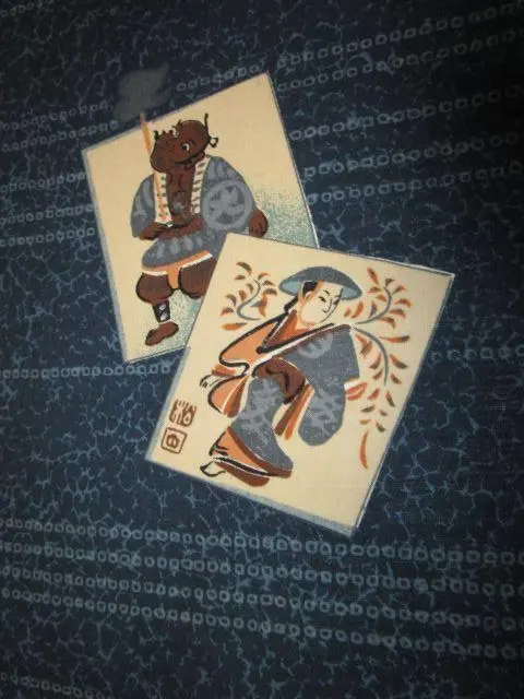 掛軸　大津絵　鬼念仏　茶道具 茶道具 掛け軸 軸一行物 大津絵写 鬼の念仏図 「無事」 臨済宗相国寺