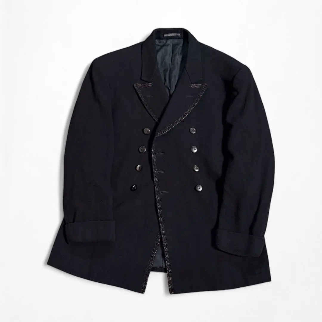 yohji yamamoto 丸 文字 タグ ロング コート ジャケット 90s
