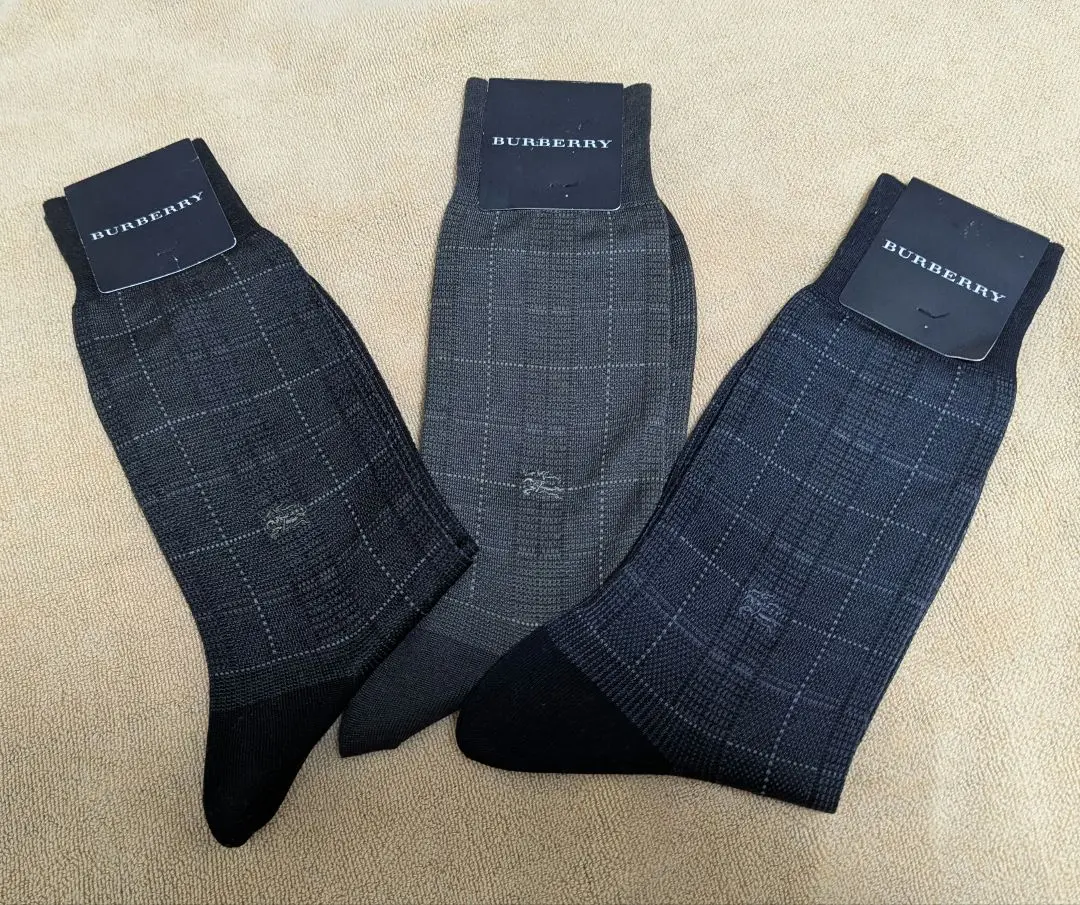 Burberry 格紋襪子 3雙組 的縮圖
