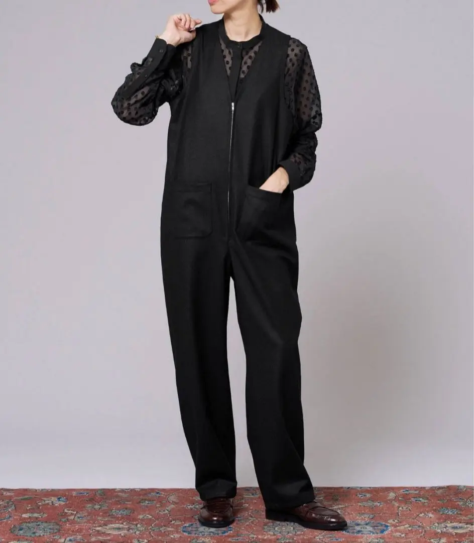IENA LA BOUCLE ジャンプスーツ　黒　38 IENA LA BOUCLE イエナラブークル／ジャンプスーツ