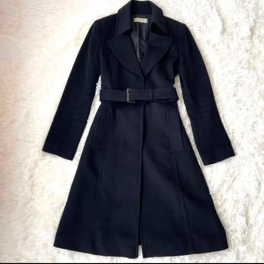 Thumbnail of Excellent condition ✨ Barneys New York long coat, cashmere, hidden placket, belt, black, size 40