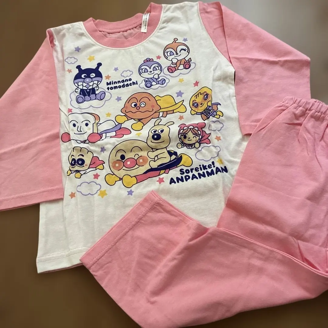Thumbnail of New Anpanman cotton pajamas, 100% cotton, long sleeves and long pants, girl's, pink