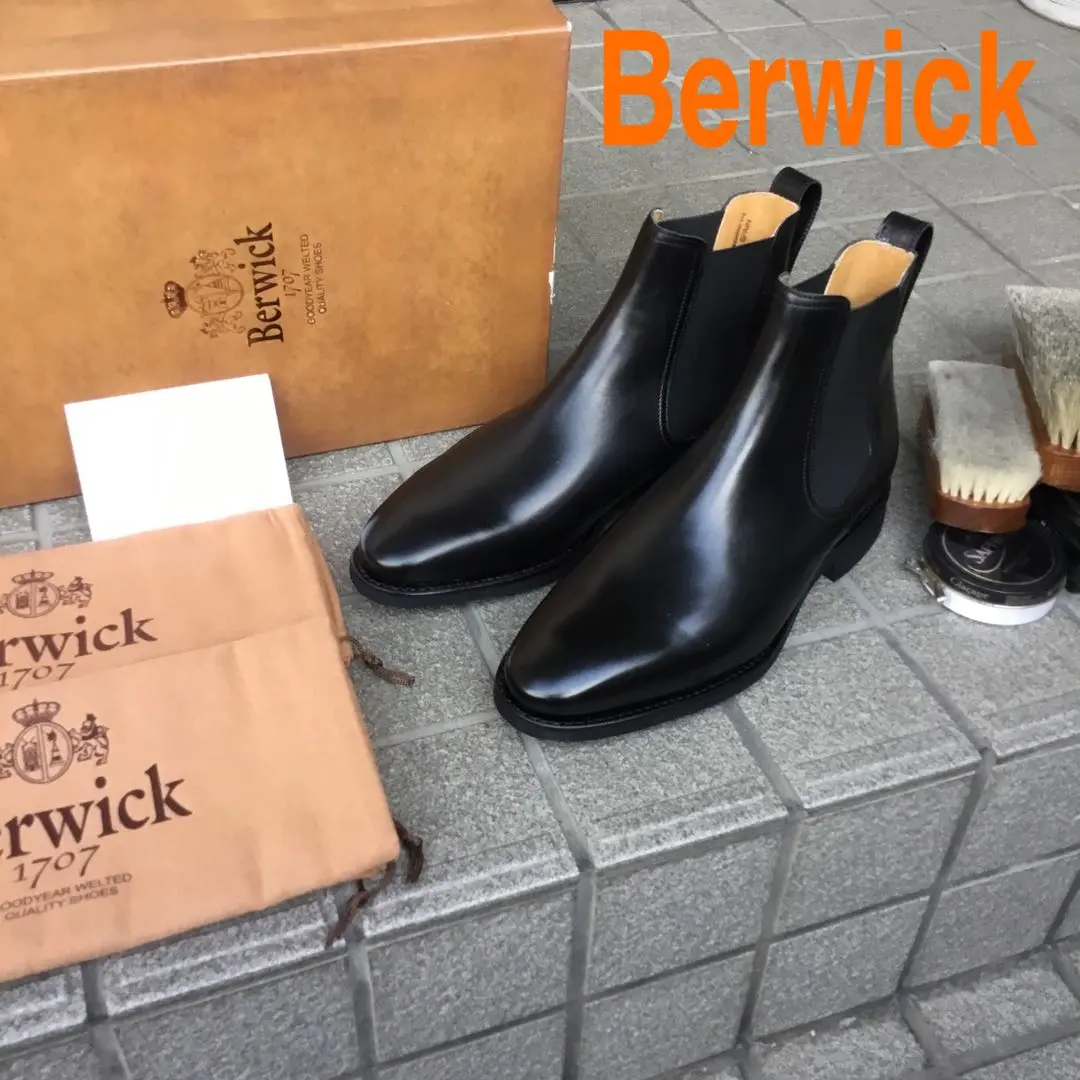 未使用✨バーウィック　サイドゴアブーツ　レザー　ショートブーツ　303 黒 2025年最新】Berwick 汚れ・破れ・臭いなど：なし サイドゴア