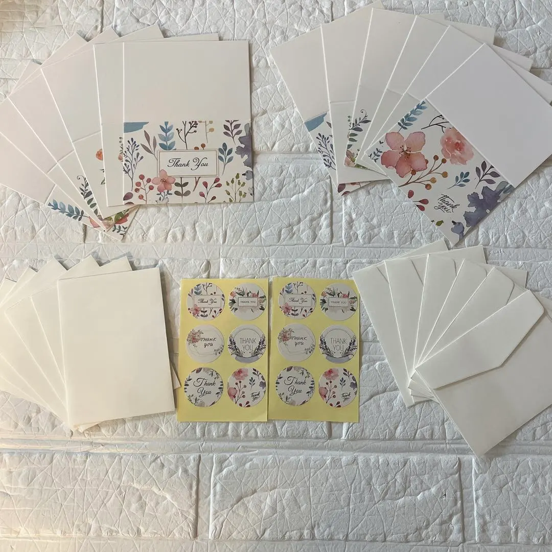 Thumbnail of Stationery Set Message Card Thank You Card Set Floral 12 Sheets