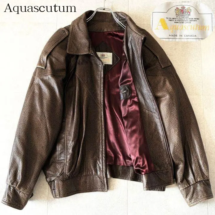 【美品】Aquascutum☆レザージャケット☆羊革☆ブラック☆Ｌ相当☆ U.K. ラムレザージャケット