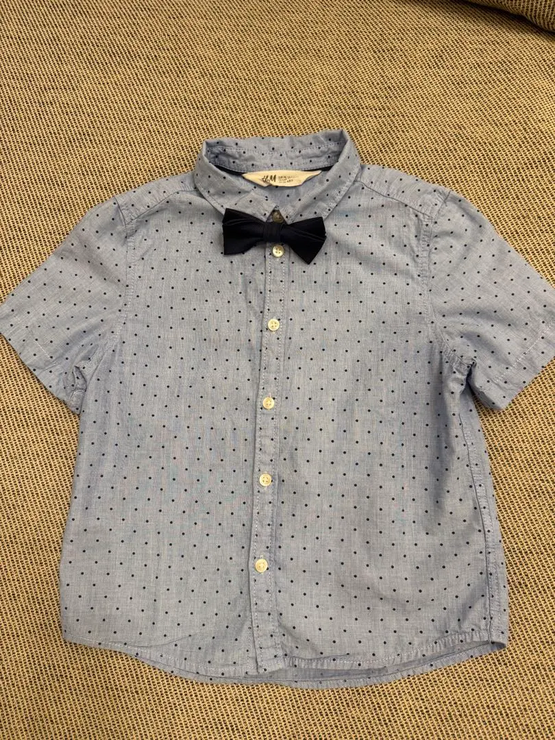 美品♡H&M 附蝴蝶結短袖襯衫 110cm 的縮圖