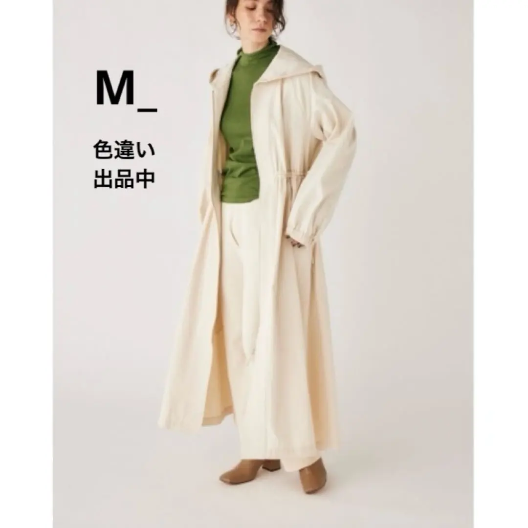 【新品】マウジー M_ エムアンダーバー ラップ ロングコート アイボリー 綿 新品】マウジー M_ エムアンダーバー ラップ ロングコート