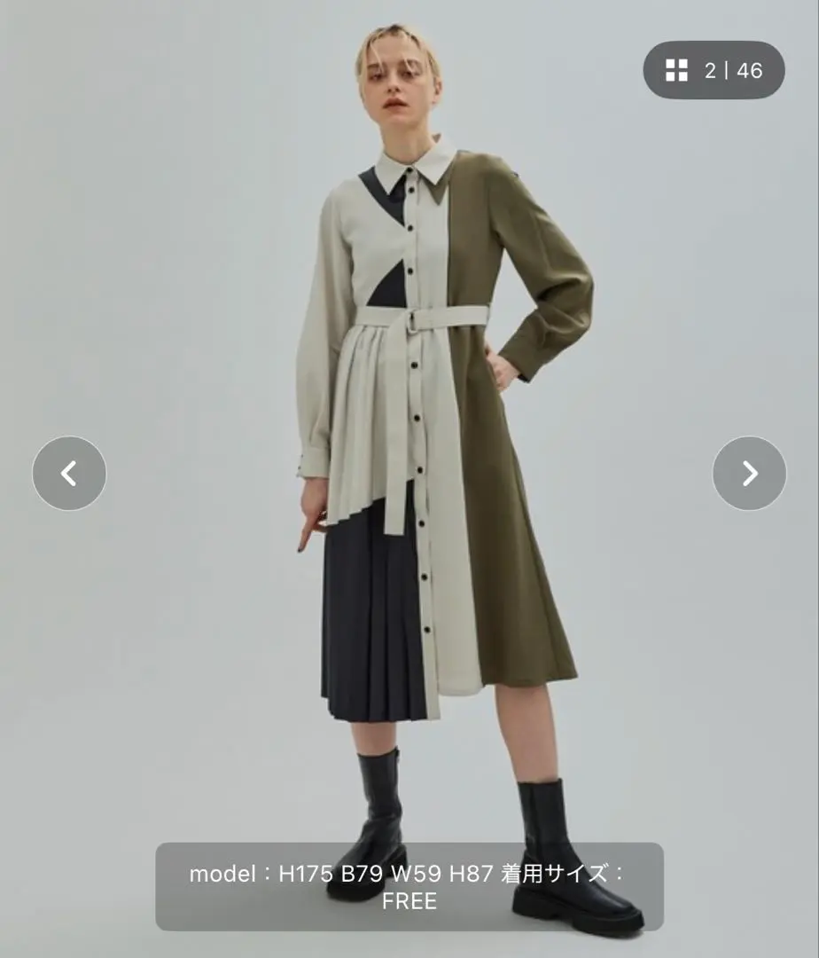 ブロッキングラインプリーツワンピース m40633383590_1.jpg?1747475158