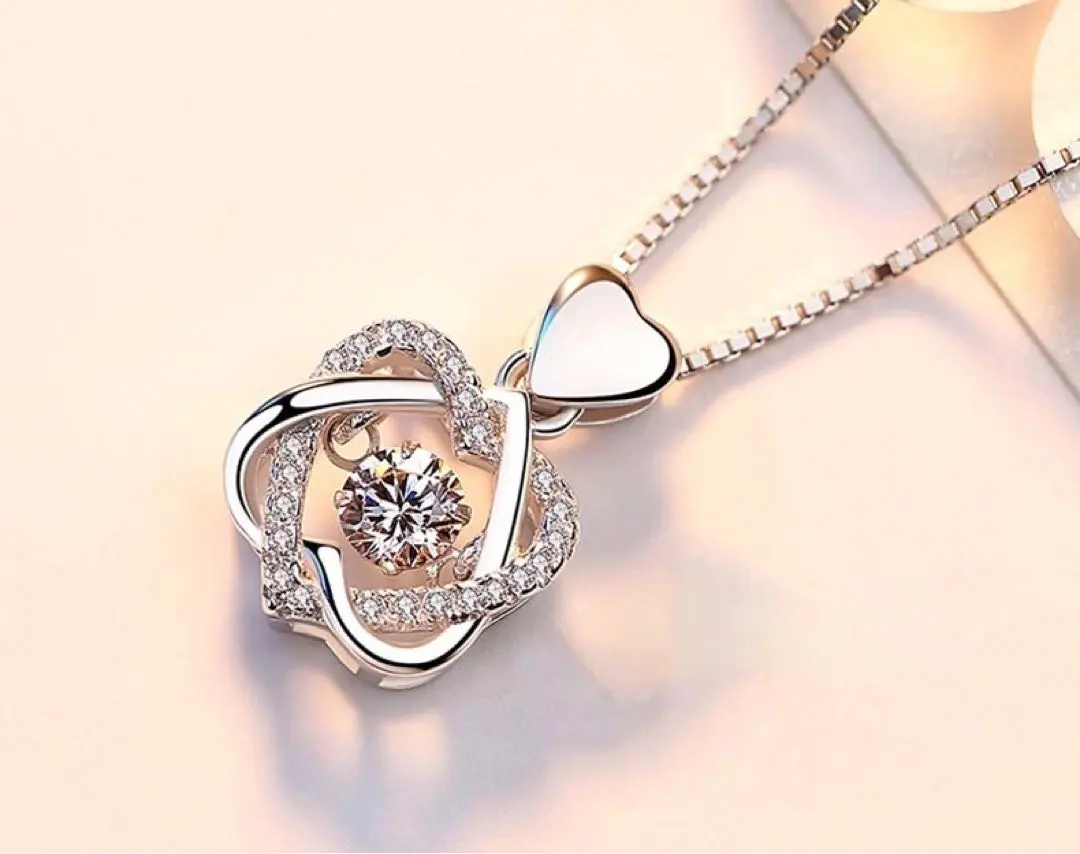 Thumbnail of Popular! Dancing Stone Necklace for Women - Double Heart Cross