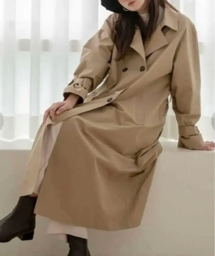 une mansion UNE MADE 摩登長款風衣 米色 的縮圖