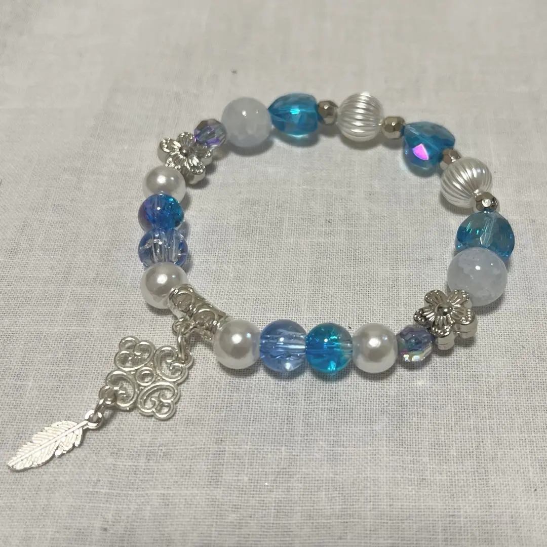 Thumbnail of Handmade Blue and White Bead Bracelet 13