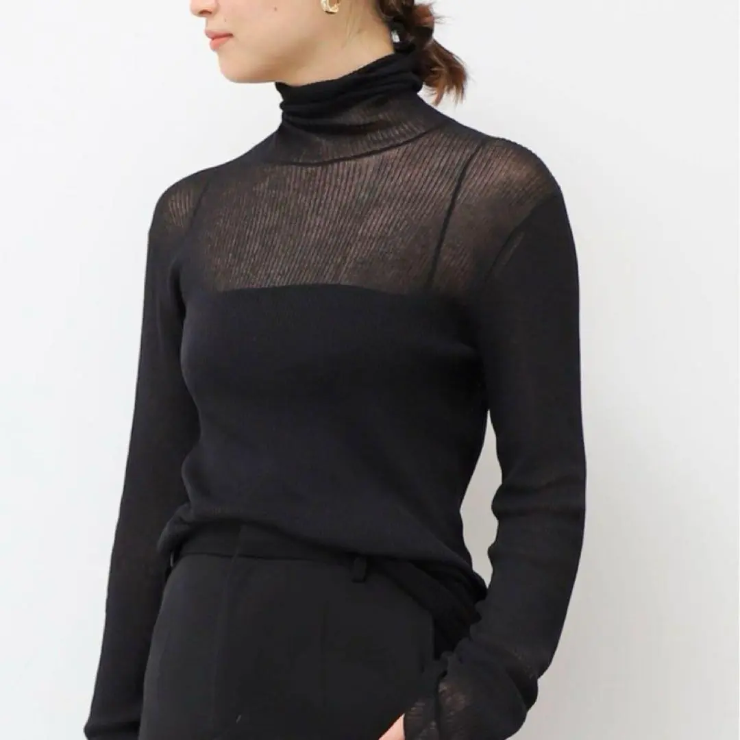 【美品】EVERYDAY I LIKE リブ ハイネック ニットタートルネック 美品】EVERYDAY I LIKE リブ ハイネック ニットタートルネック