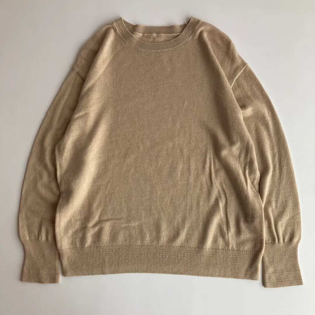 Thumbnail of Scandinavian Lifestyle Goods Store, Wool Blend Knit, Simple, Crew Neck, M, Beige, Classic