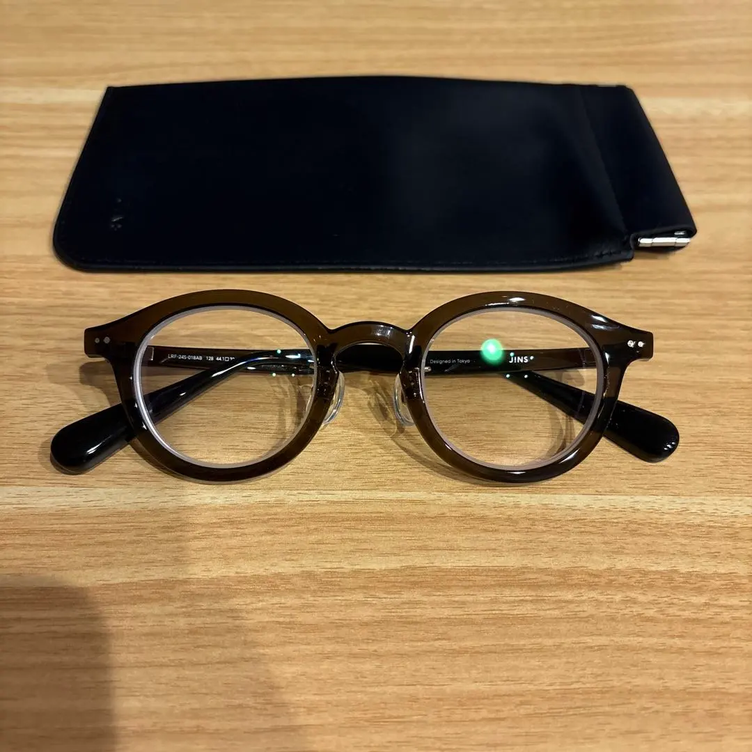 JINS 目が小さくならないメガネ★右/-7.00左-5.00 目が小さくならないメガネ ボストン 樹脂 WOMEN 【LRF-24S-019