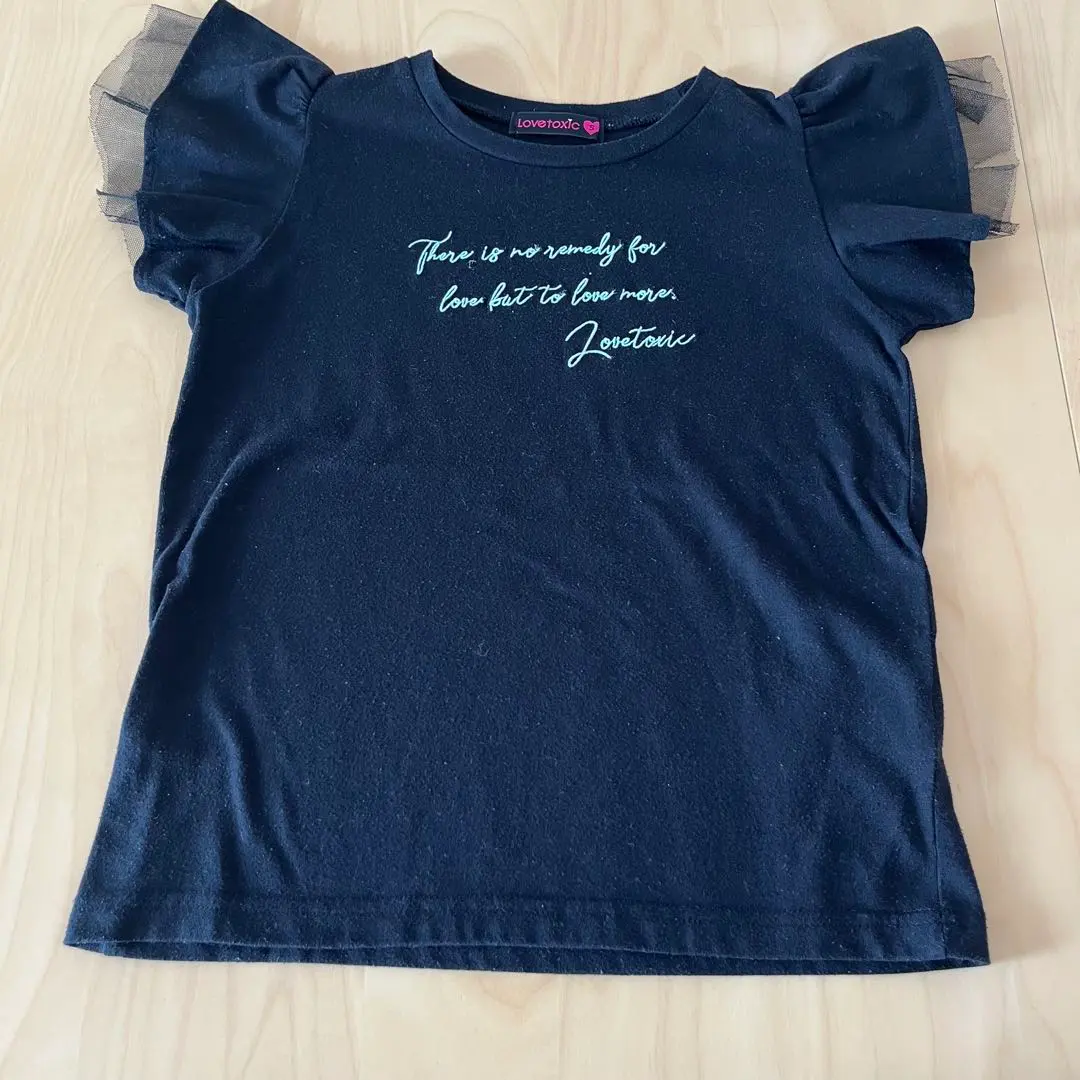 Thumbnail of Lovetoxic Logo Embroidered Sleeve Tulle Frill T-shirt - Black - Size 2