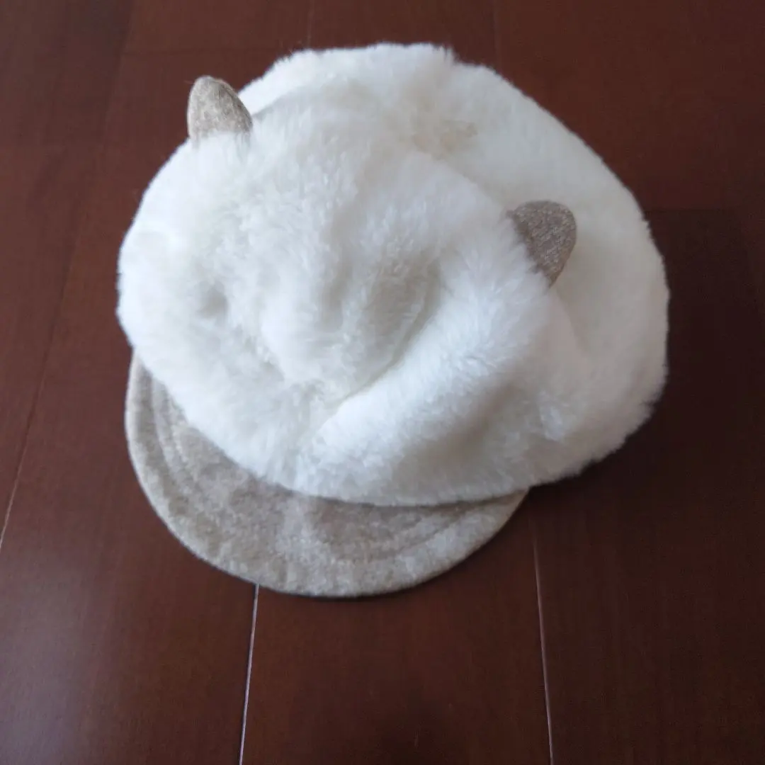 Thumbnail of Baby hat with ears ☆ White beige ☆ Fluffy ☆ 48cm