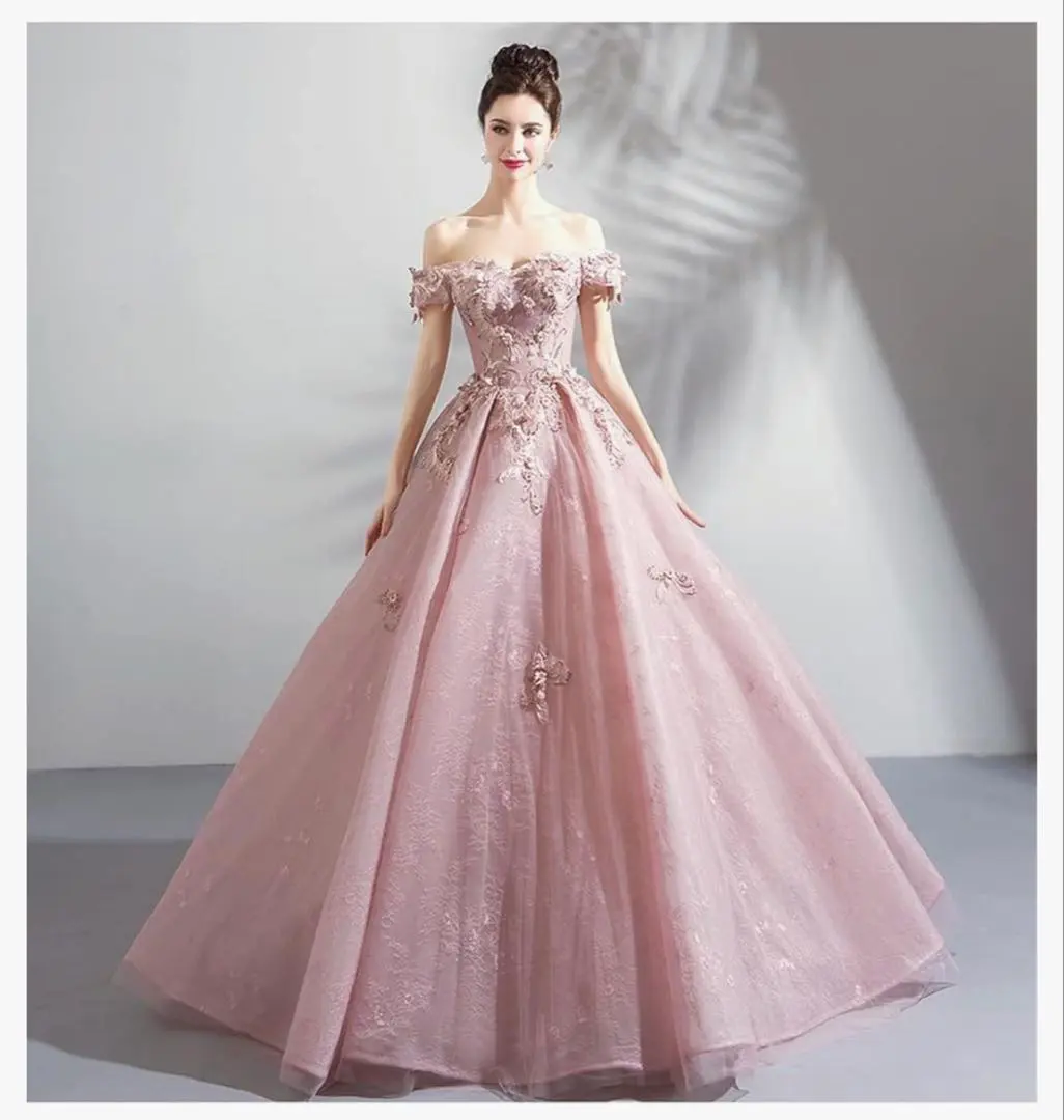 Thumbnail of Pink off-the-shoulder dress