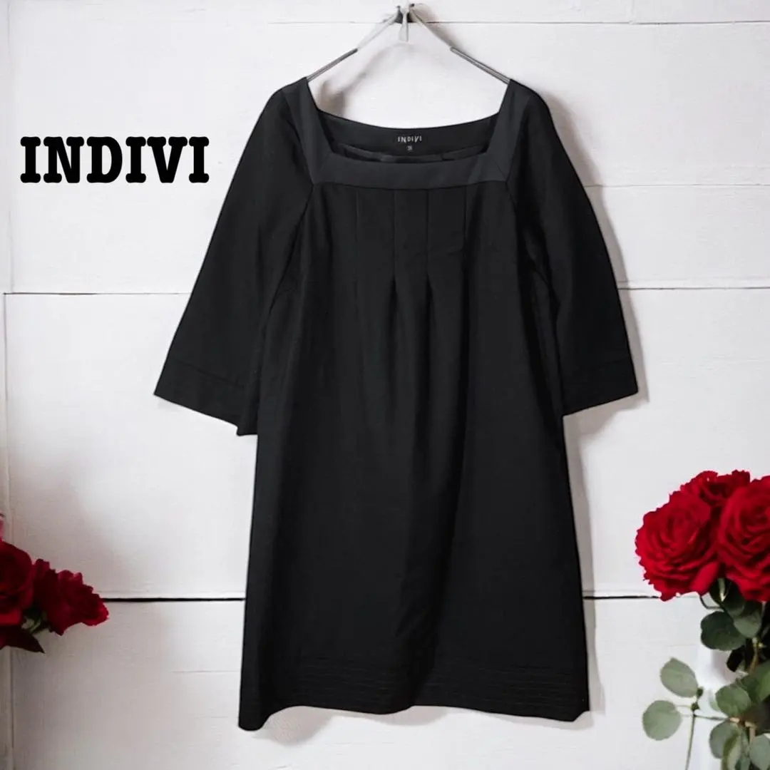 Thumbnail of INDIVI INDIVI Dress (M) Black Wool 100% 3/4 Sleeves