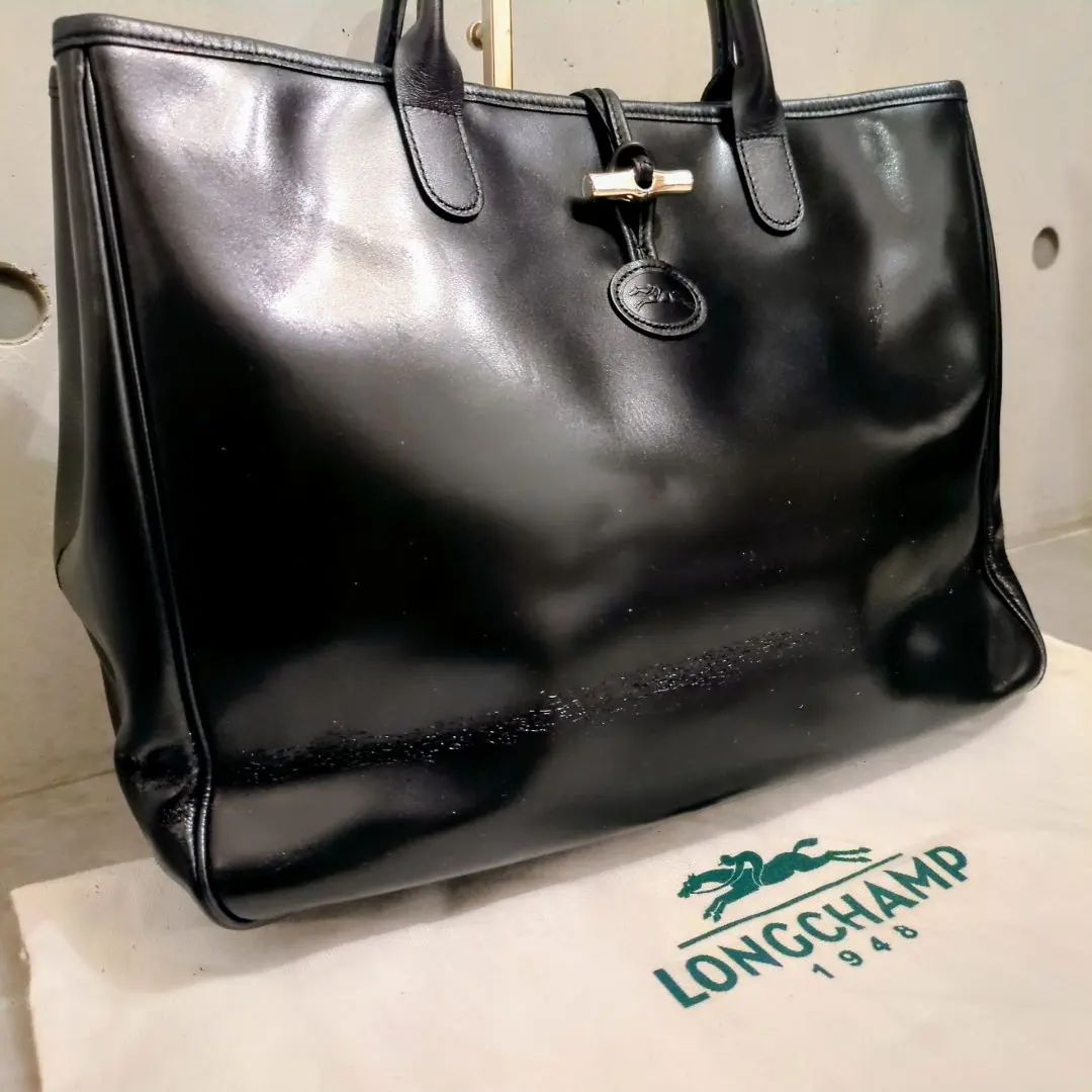 Thumbnail of LONGCHAMP Le Pliage Roseau Tote Bag Black Leather A4