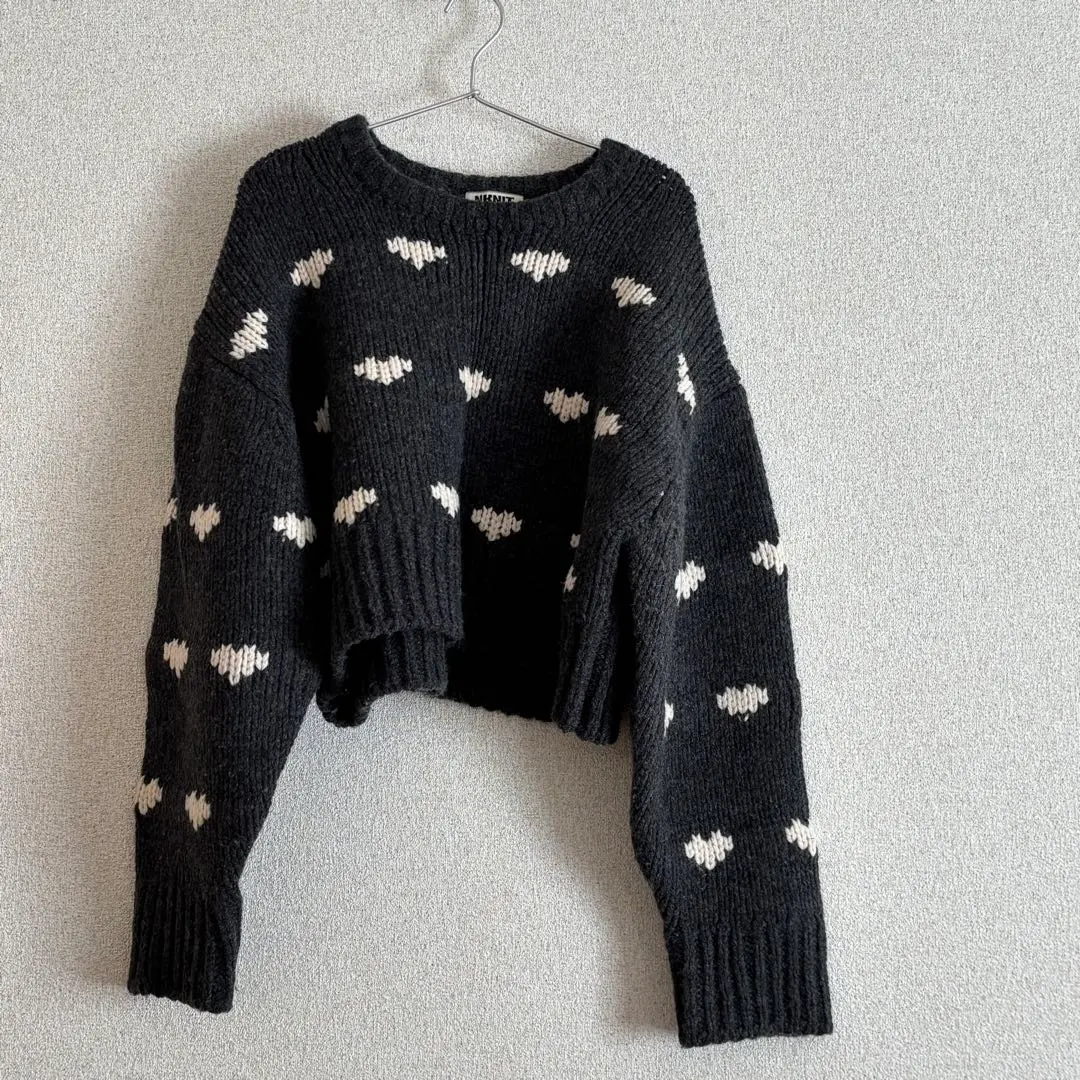 NKNIT ♡ pattern knit GRAY NKNIT ♡ pattern KNIT グレー