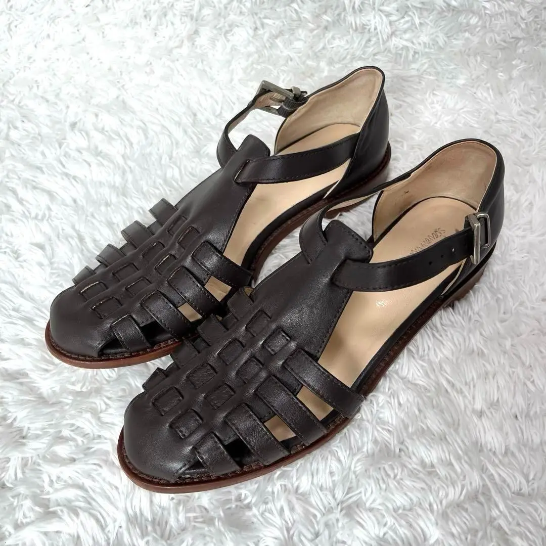 90sy2k スティーブンアラン 手編み レザー ハンドメイド サンダル レザー Steven Alan＞レザークロスサンダル