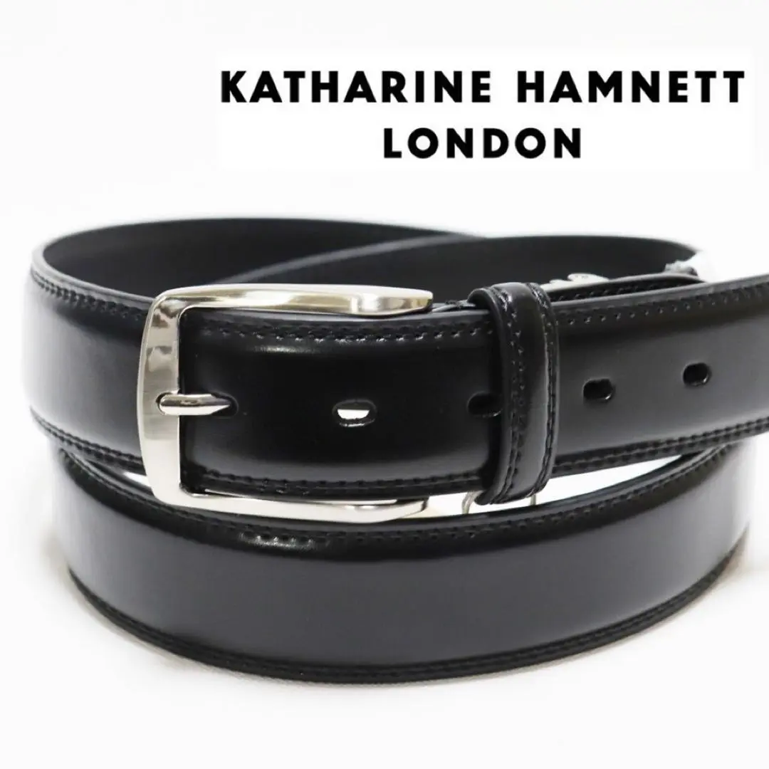 HAMNETT スタッズ付きレザー ベルト KATHARINE HAMNETT☆スタッズベルト レザーベルト ブラウン