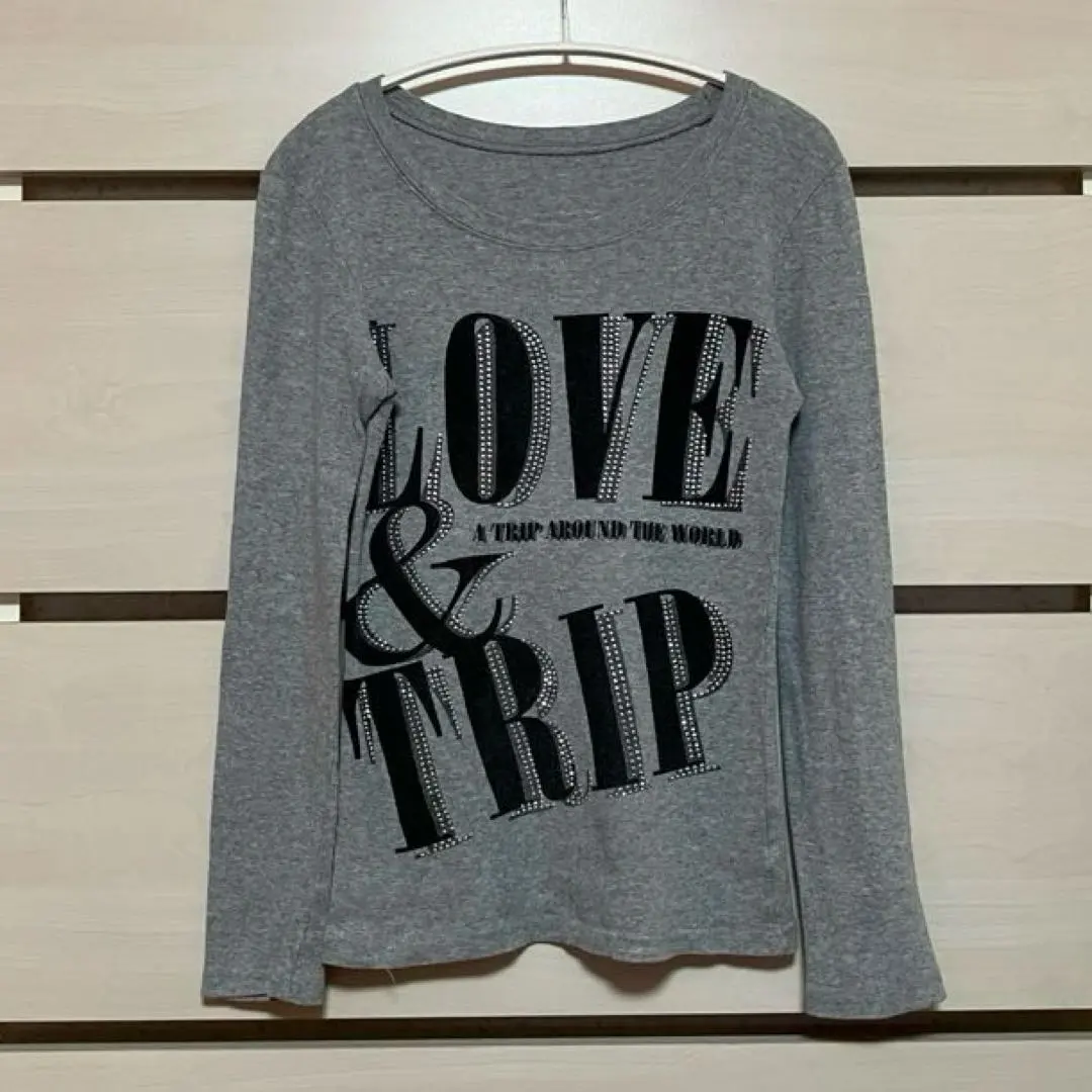 Thumbnail of Y2K English letter print studded fitted T-shirt long sleeve 00s Korean made