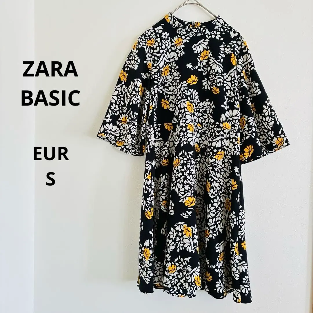 Thumbnail of ZARA BASIC Flare Dress Floral Print All-over Pattern 3/4 Sleeves Size EUR S