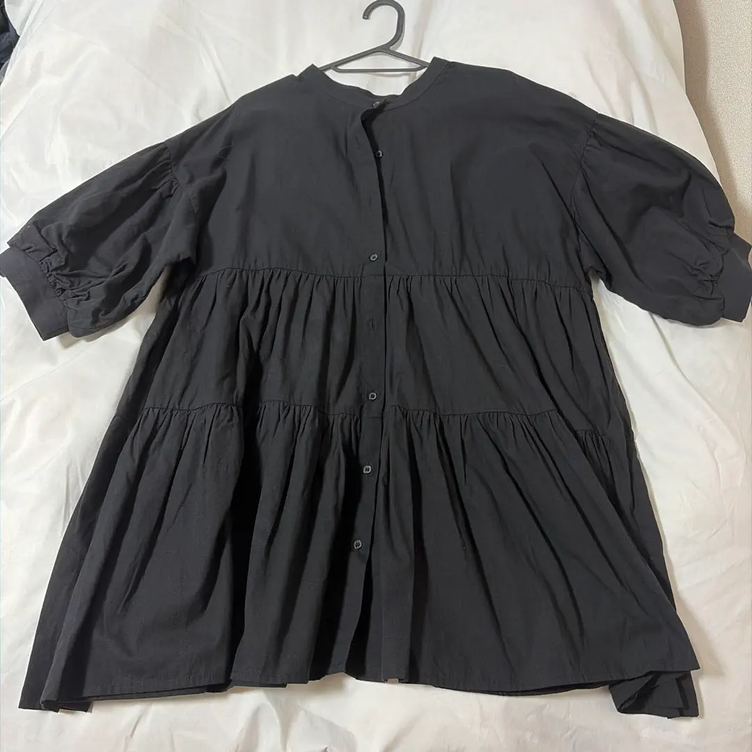 Thumbnail of Black tunic, five-sleeve shirt dress, blouse