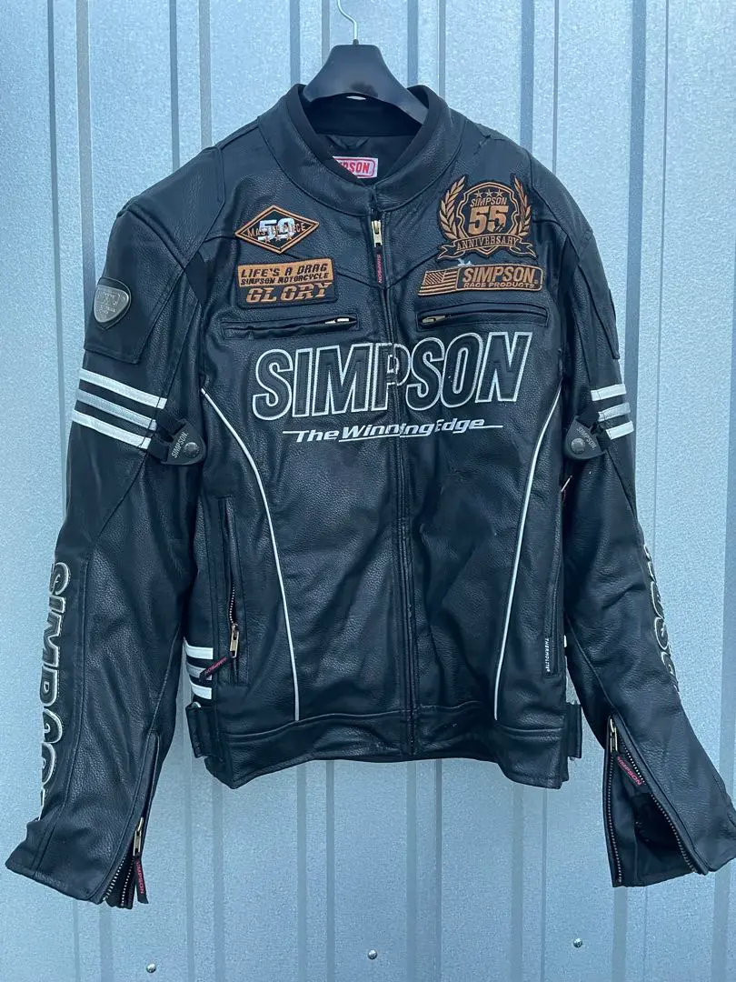 SIMPSON 牛革 立ち襟 ライダースジャケット ライナー付 ブラック M SIMPSON 牛革 立ち襟 ライダースジャケット ライナー付 ブラック