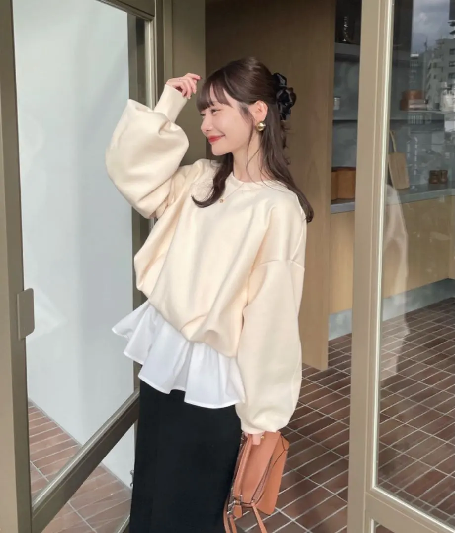 Thumbnail of hinari Bonding Short Sweatshirt - Ivory - New with Tags