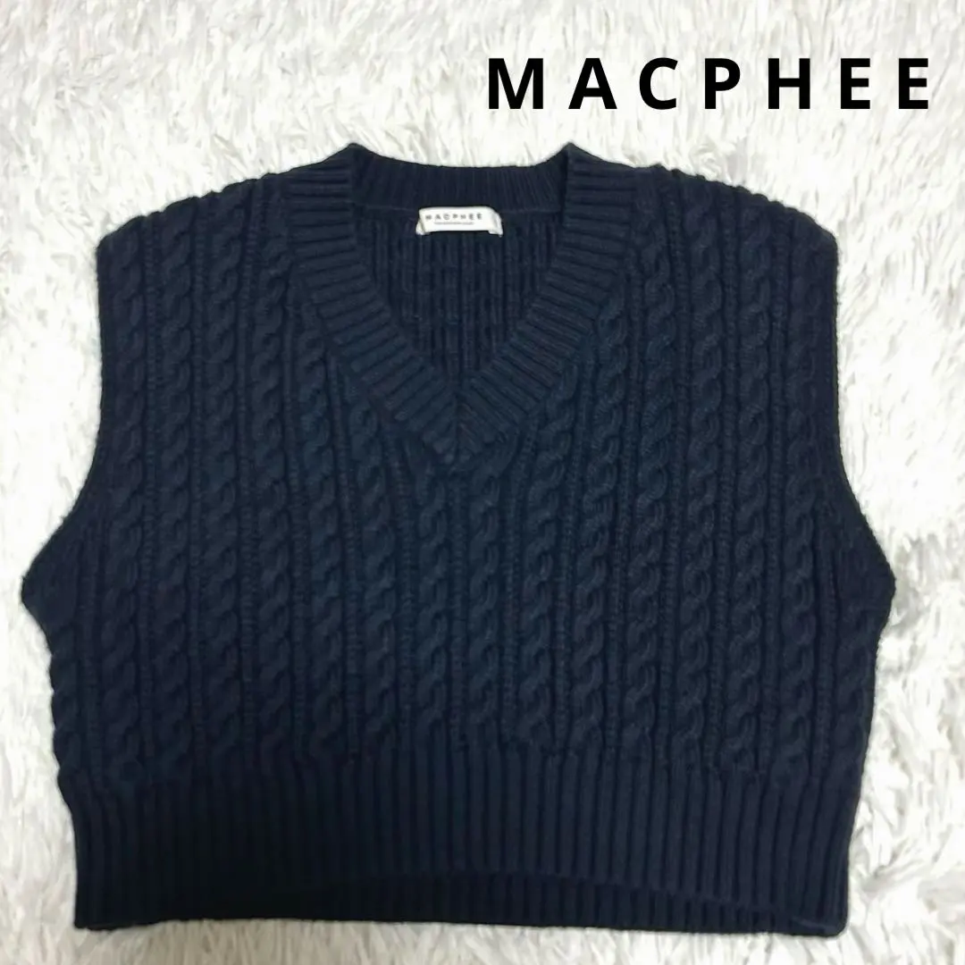 Thumbnail of Excellent Condition! MACPHEE Hybrid Cotton Cable V-Neck Vest, Navy