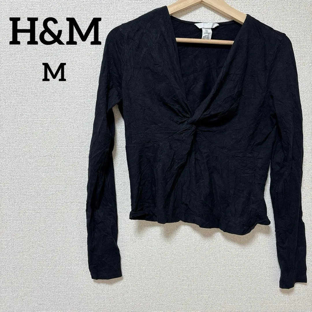 美品✨ H&M 黑色 長袖 【M】交叉上衣 的縮圖