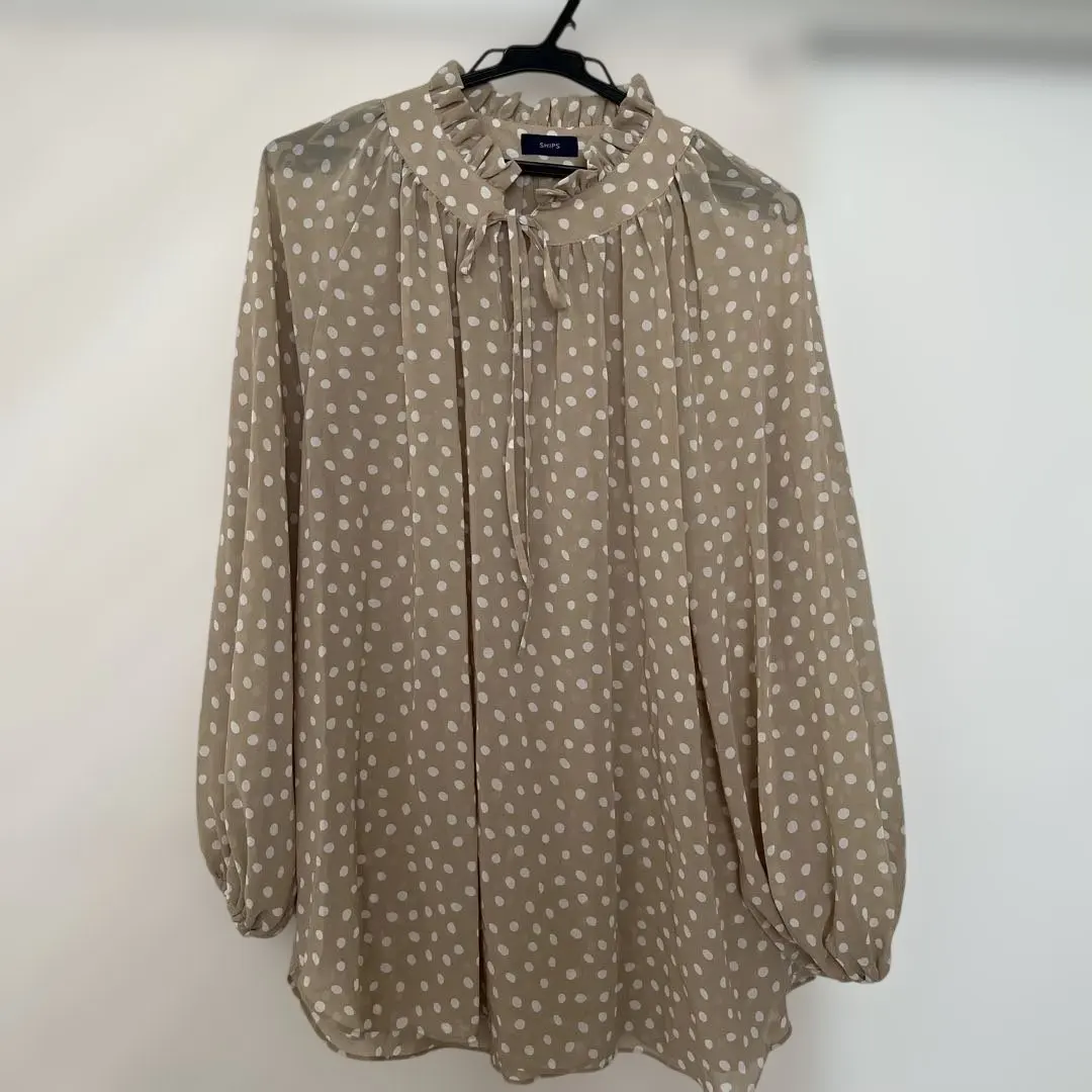 SHIPS 米色 圓點 長袖女襯衫 的縮圖