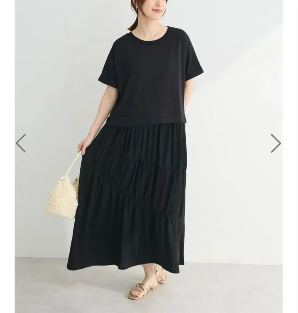 Thumbnail of chocol raffine robe / Cut-and-sew mixed-material docking dress