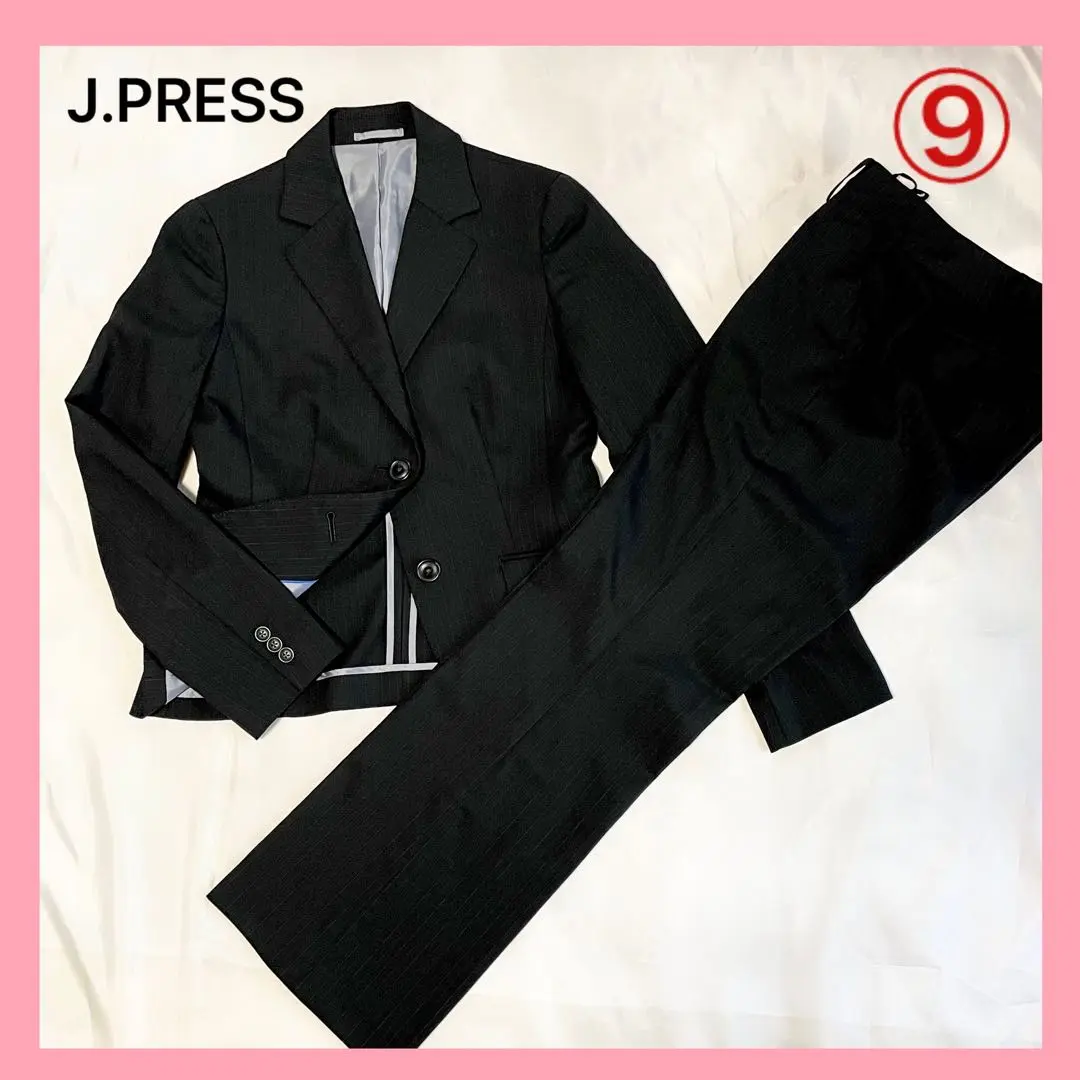 J.PRESS ジェイプレス セットアップ パンツスーツ上下 黒 レディース ジェイプレス○極美品○オーセンティックモデル ストライプ