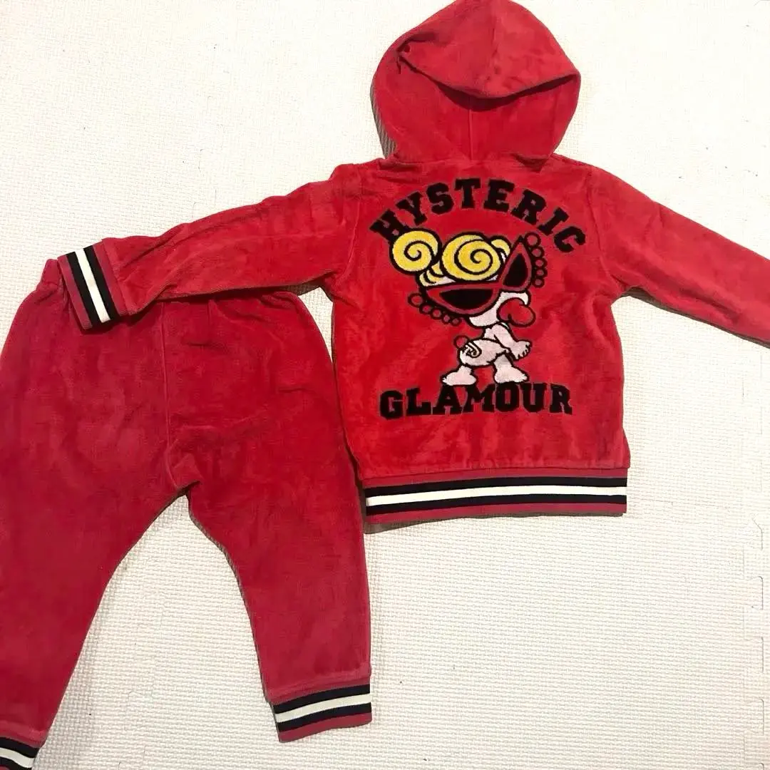 HYSTERIC GLAMOUR ️ヒスミニ️ベロアパーカー 。90サイズ ヒスミニ ベロアジップアップパーカー