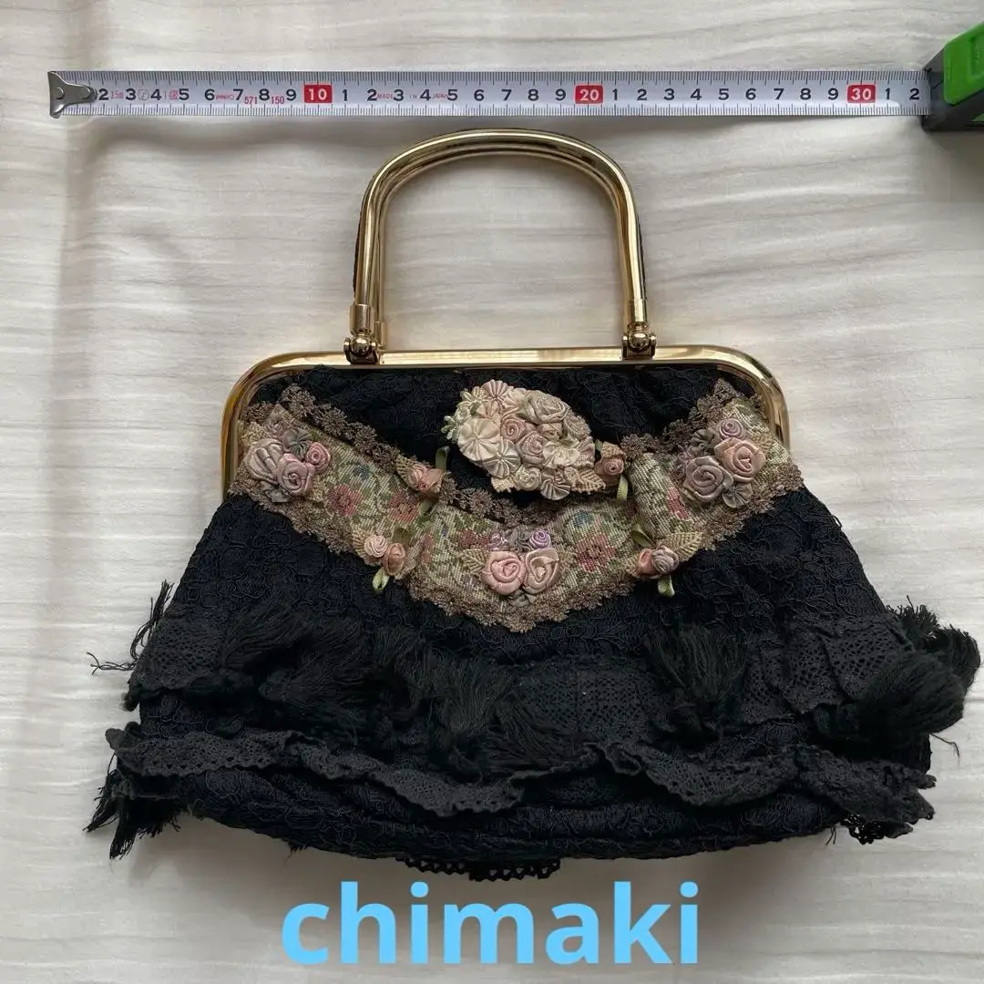 Chimaki チマキ　ハンドバッグ　がま口　レース ちまき チマキ chimaki がま口 バッグ ミニ ポーチ レース お花