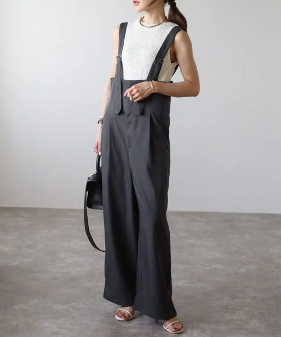 Bonjour Sagan 高腰闊腿連身褲 深灰色 的縮圖