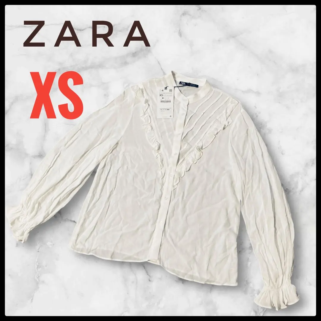 Thumbnail of 【New】ZARA Frill Blouse White XS Size Long Sleeve Frill