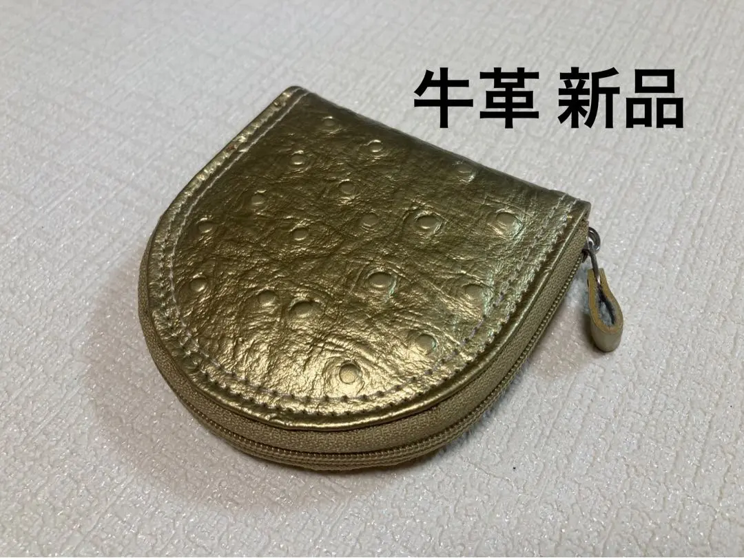 全新 牛皮 馬蹄形 零錢包 硬幣包 小錢包 香檳金色系 的縮圖