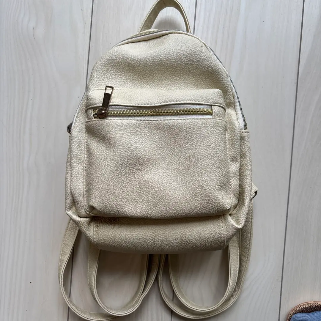 Thumbnail of Cream-colored synthetic leather backpack