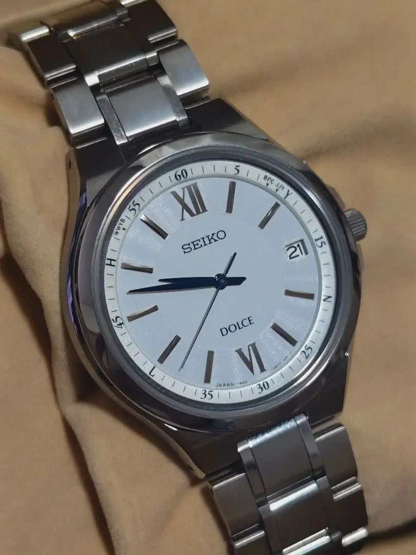 【訳あり】582 セイコー ドルチェ 電波ソーラー メンズ チタンベルト SEIKODOLCEドルチェ電波ソーラーチタンダイヤシールドブラック