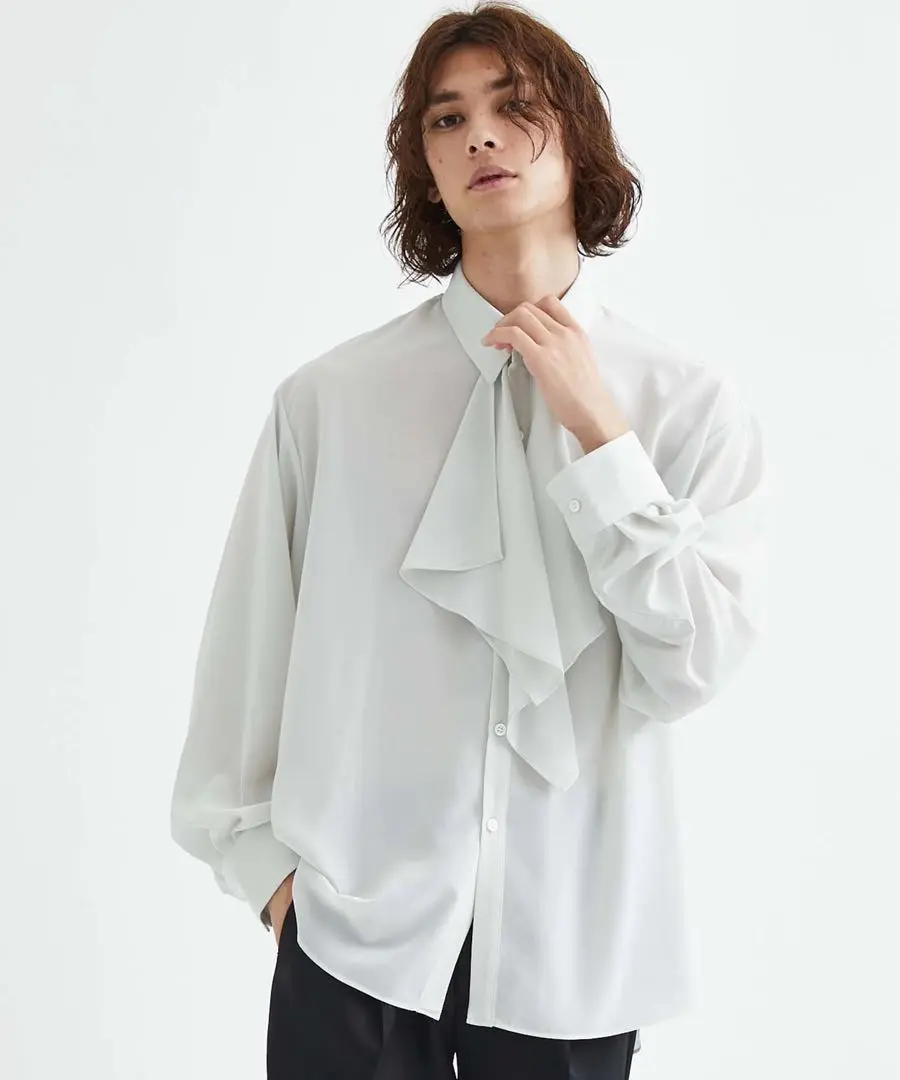 LAD MUSICIAN スリーブレス フリルシャツ ホワイト 21AW 個性的 lad musician 21aw フリルシャツ（LAD MUSICIAN スリーブレス