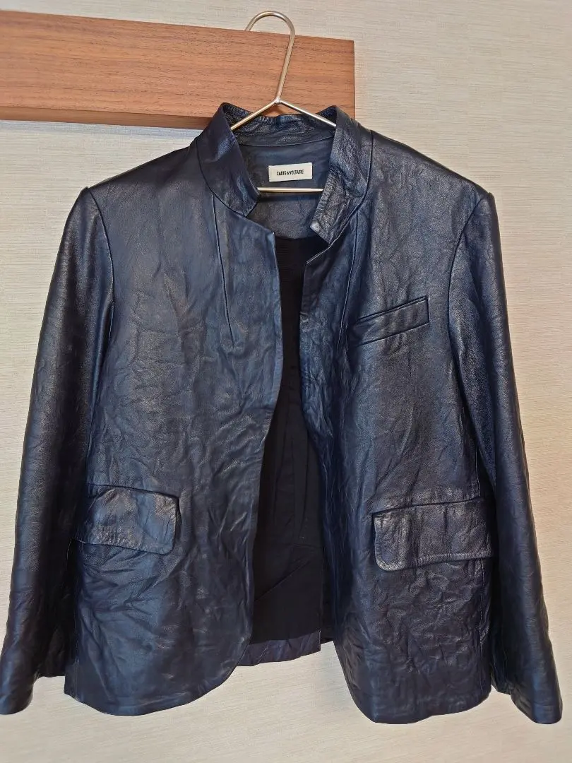 美品Zadig&Voltaire 本革ジャケット Zadig & Voltaire Valfried Crinkle Leather Blazer Unisex