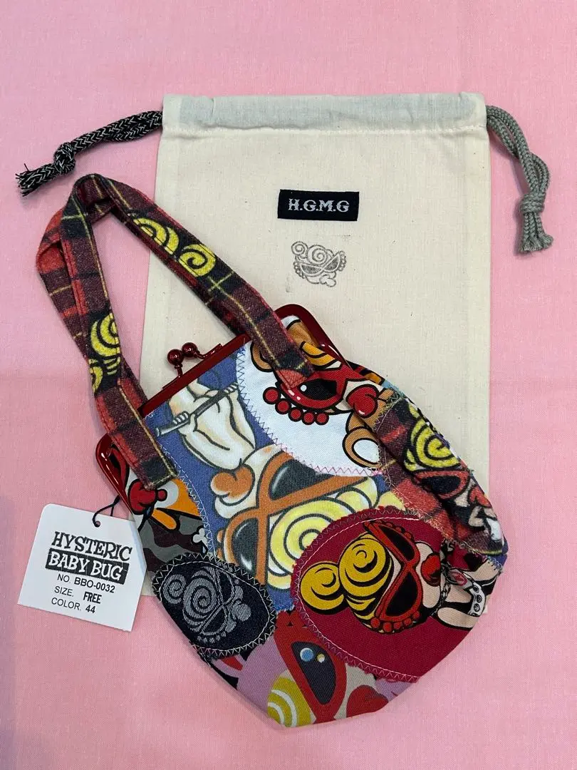 ヒスミニ HGMG 持ち手付きがま口ポーチ　パッチワーク ヒスミニ HGMG 持ち手付きがま口ポーチパッチワーク