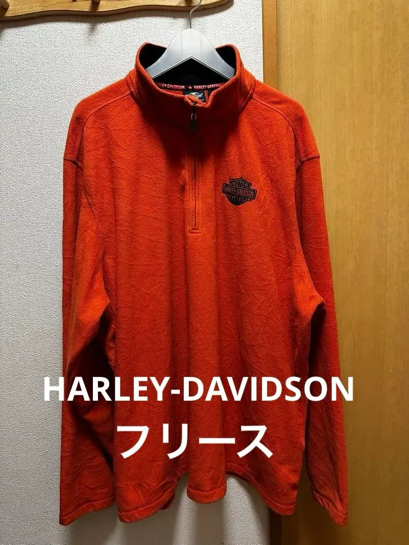 Thumbnail of Harley-Davidson Orange Half-Zip Long Sleeve Cut & Sew Fleece