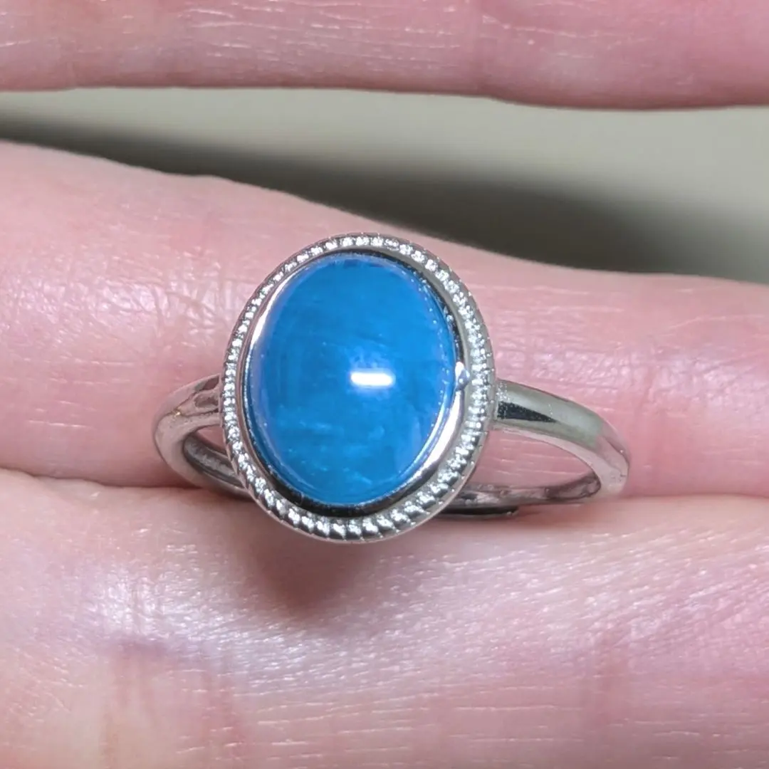 Thumbnail of Natural Stone Ring, Apatite, Size Free, Silver Color Ring