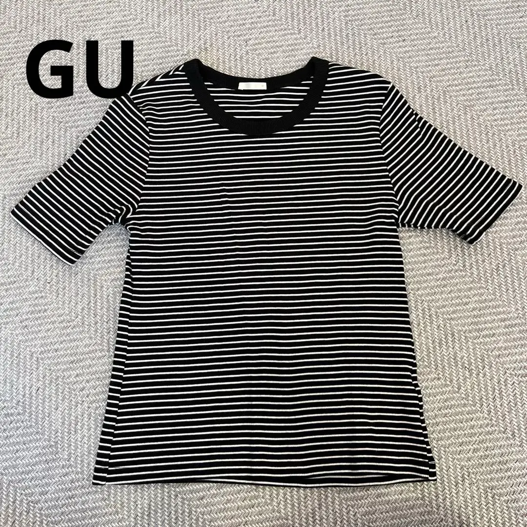 Thumbnail of GU GU Rib Border T-shirt M size Short sleeve T-shirt Women's
