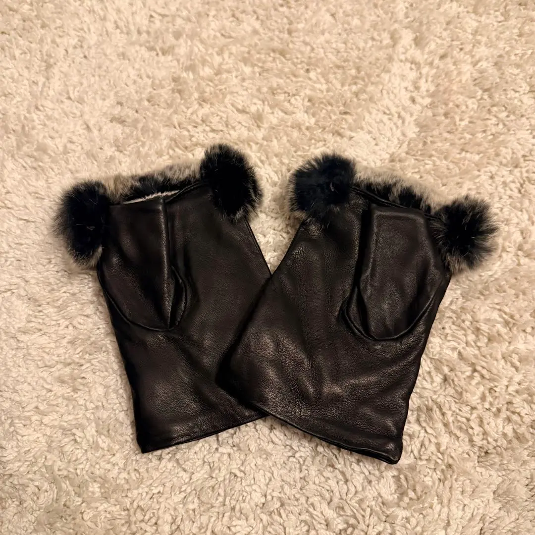 Thumbnail of 【Brand New】Leather Gloves with Fur, Black